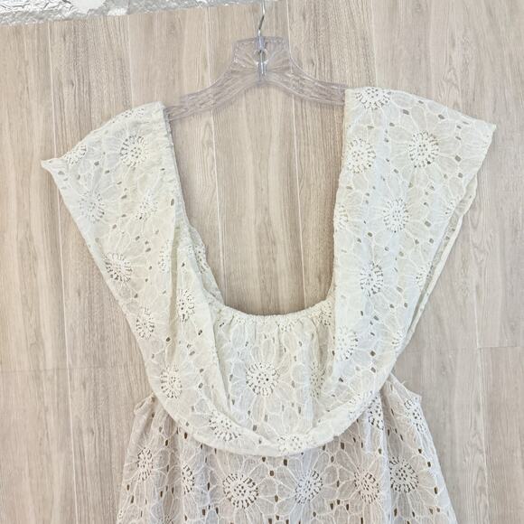 Show Me Your Mumu Dress Large Off The Shoulder Lace Beach Lined Mini Ivory USA - Picture 2 of 13